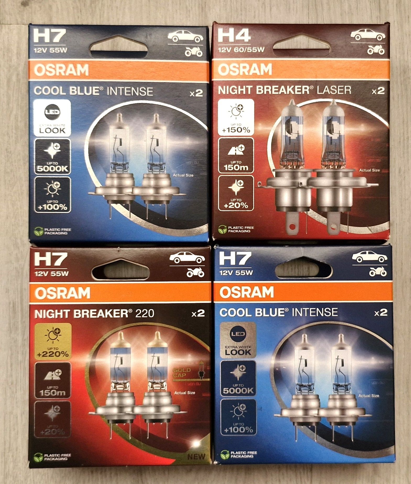 Becuri Auto Osram Cool bue, ultra life h7