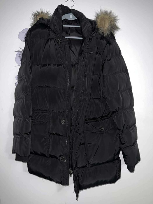 Geaca Iarna Puff cu Blanita si gluga detasabila neagra