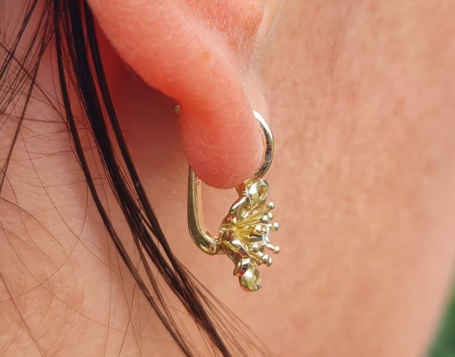 Cercei din aur galben 14k și diamante naturale