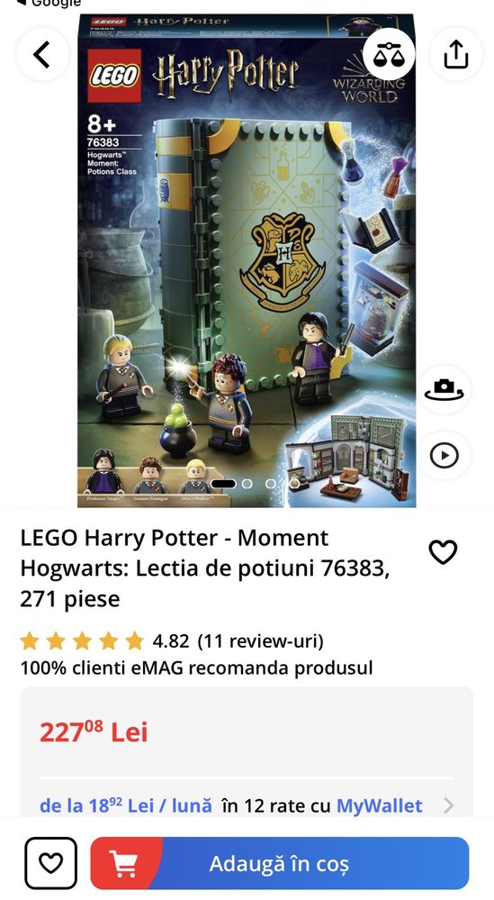 LEGO Harry Potter -Lectia de potiuni 76383, 271 piese