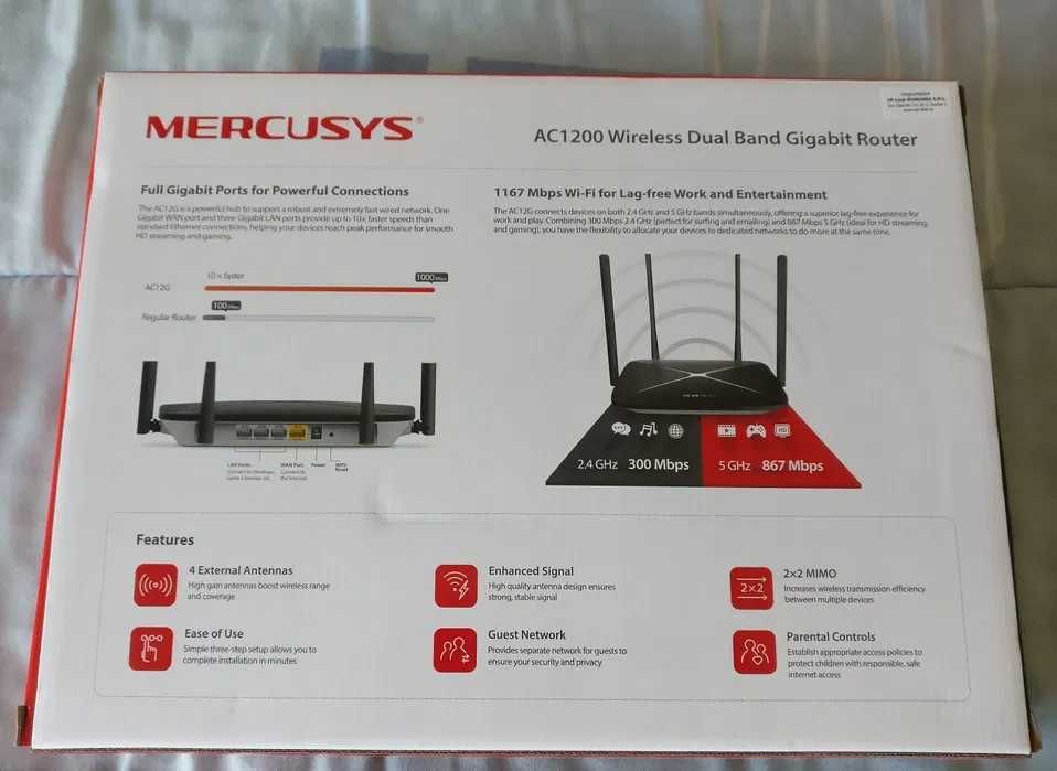 Router wireless Dual-Band Gigabit MERCUSYS (AC1200 AC12G)