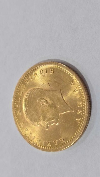 7.21 гр. Златна Монета 100 Турски Куруша Османска Империя 1923/45