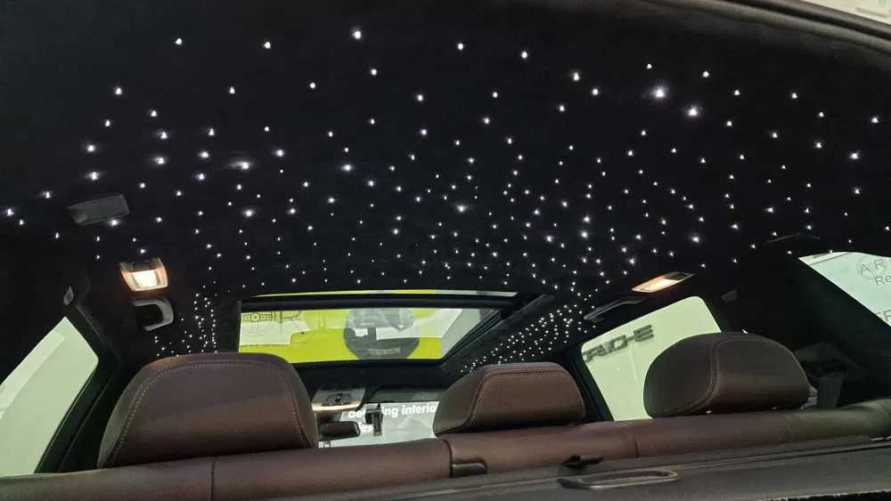 Retapitare plafon Bmw textil/alcantara gri/negru/bej + lumini