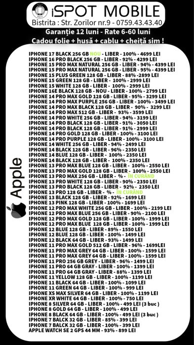 ‼️Telefoane iPhone&Samsung – Garanție 12 luni + Accesorii Cadou