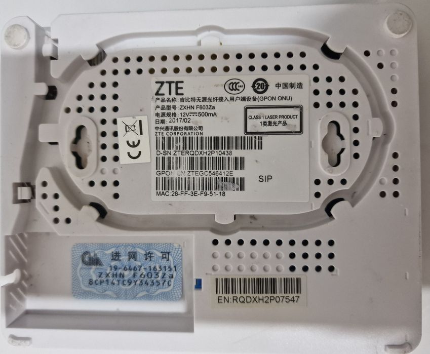 Gpon Ont ZTE F603 Za