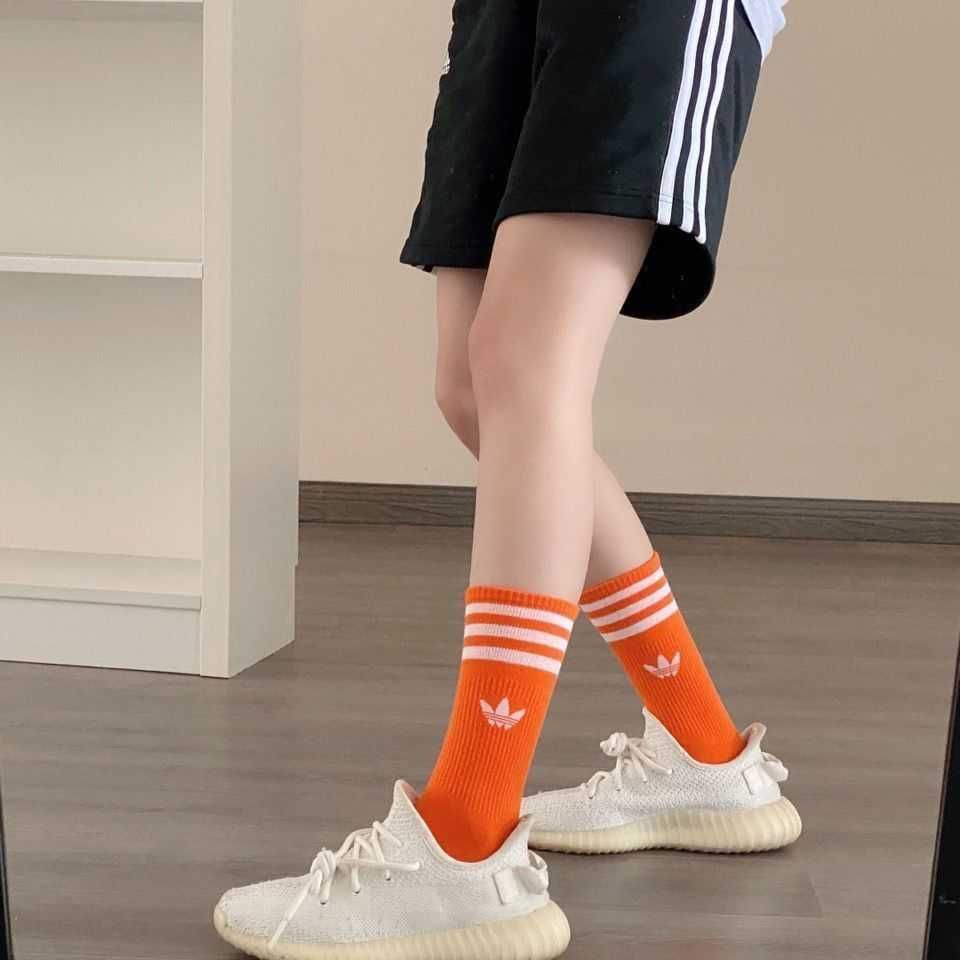 Высокие белые мужские, женские носки длинные Adidas