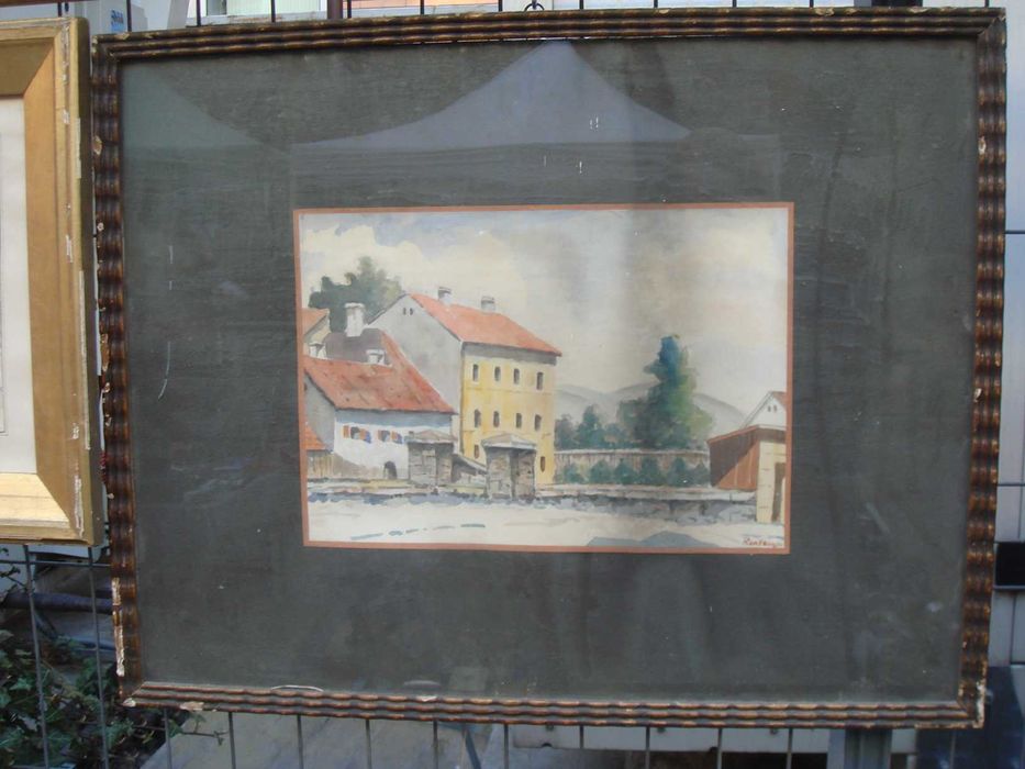 Peisaj Urban Semnat Datat Posibil Pictor Maghiar Rantzy? Acuarela Rama