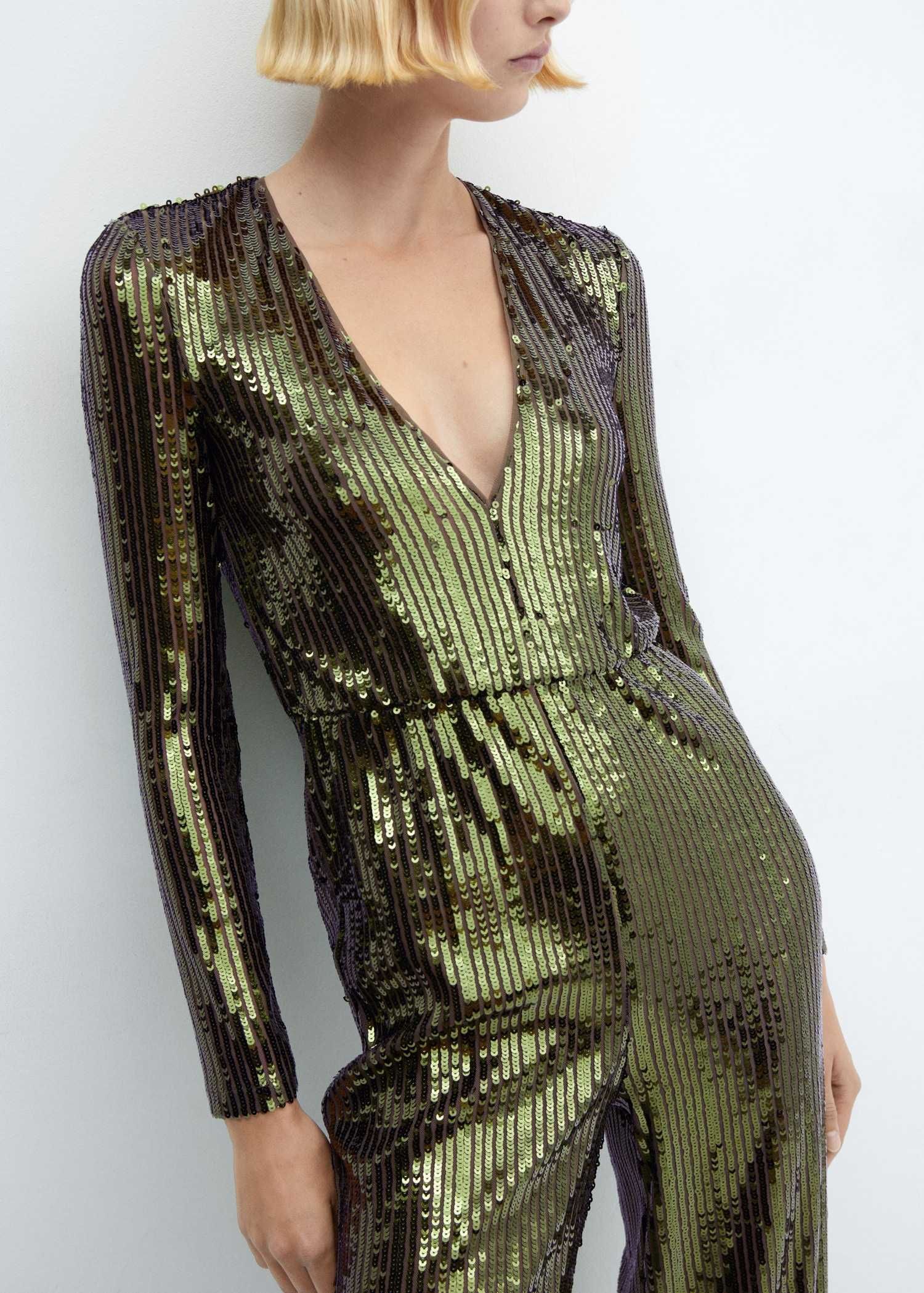 Mango sequin green jumpsuit! New! Size L