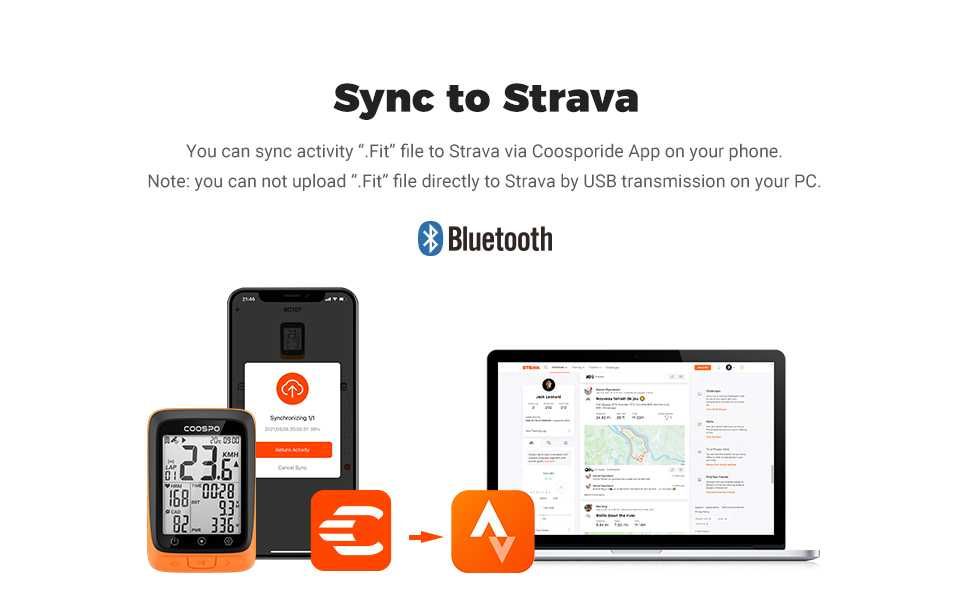 Coospo GPS вело- компютър с Bluetooth/ANT+
