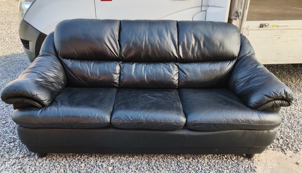 Диван тройка от естествена кожа