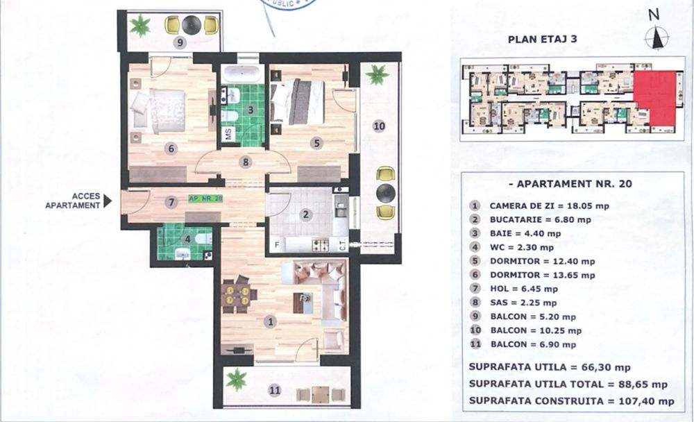 Apartament Mamaia Nord/Sat-Navodari strada T1 suprafata utila 89,10 mp