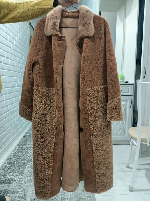 Пальто овчина коричневого цвета