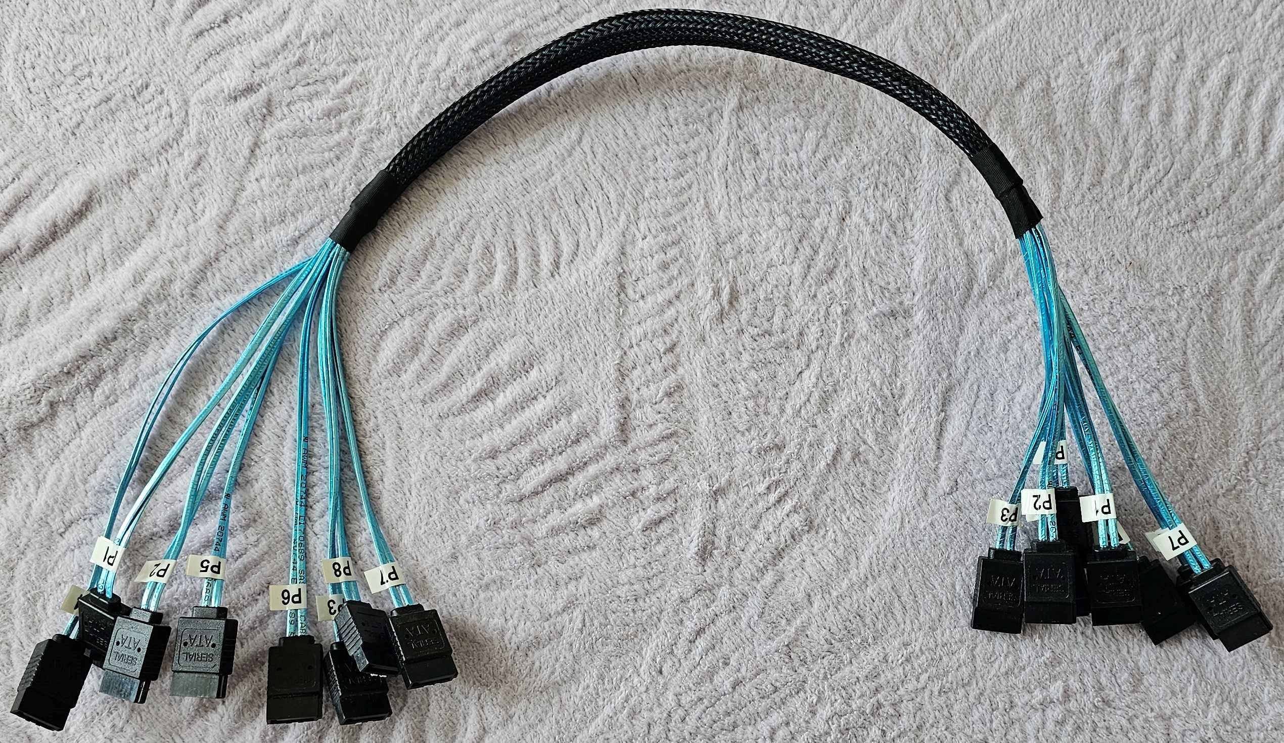 8 х 7Pin Male Data SATA3 / SATAIII SAS 6Gbps кабел - 50 см