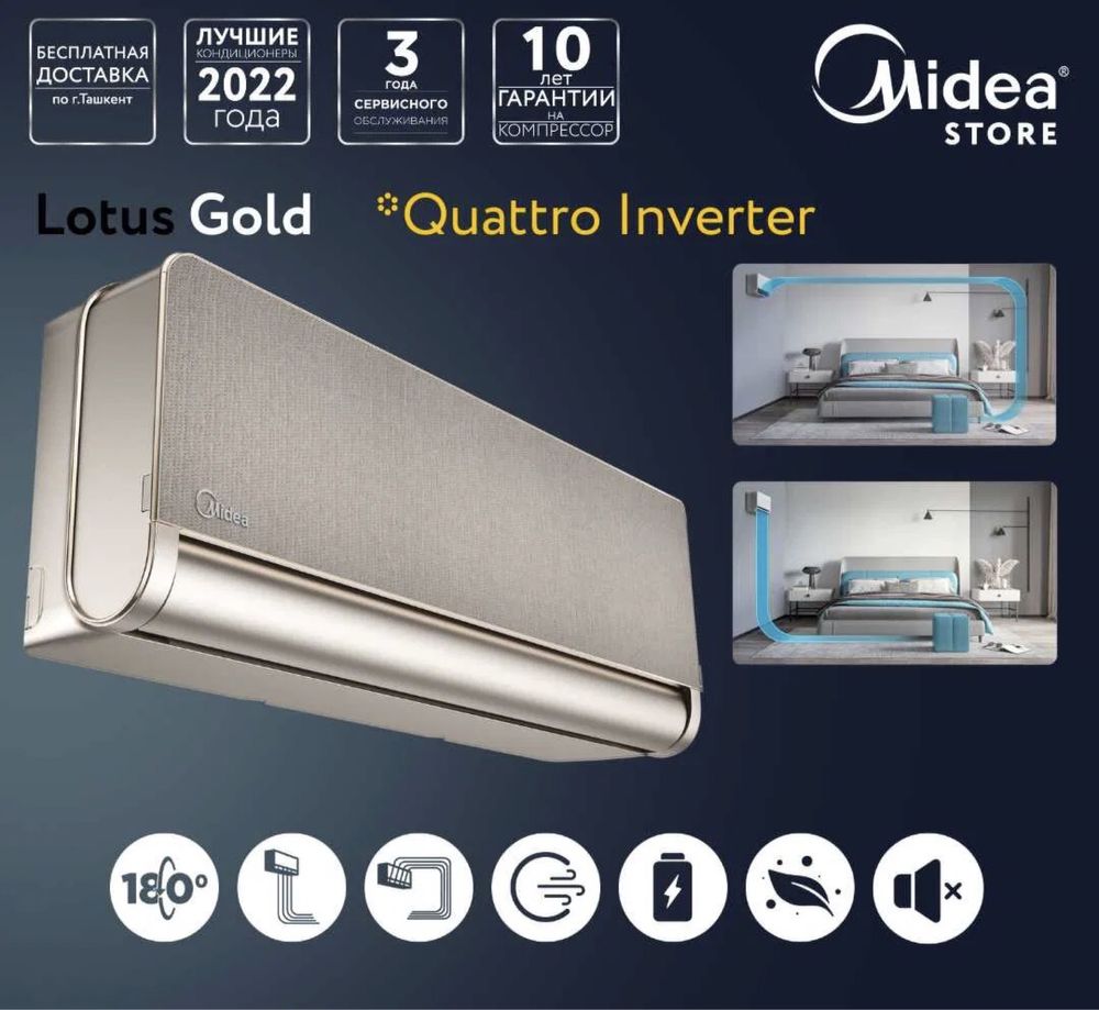 Премиум Кондиционер Midea модель LOTUS - 9 bTu / Инвертор / Wi - Fi