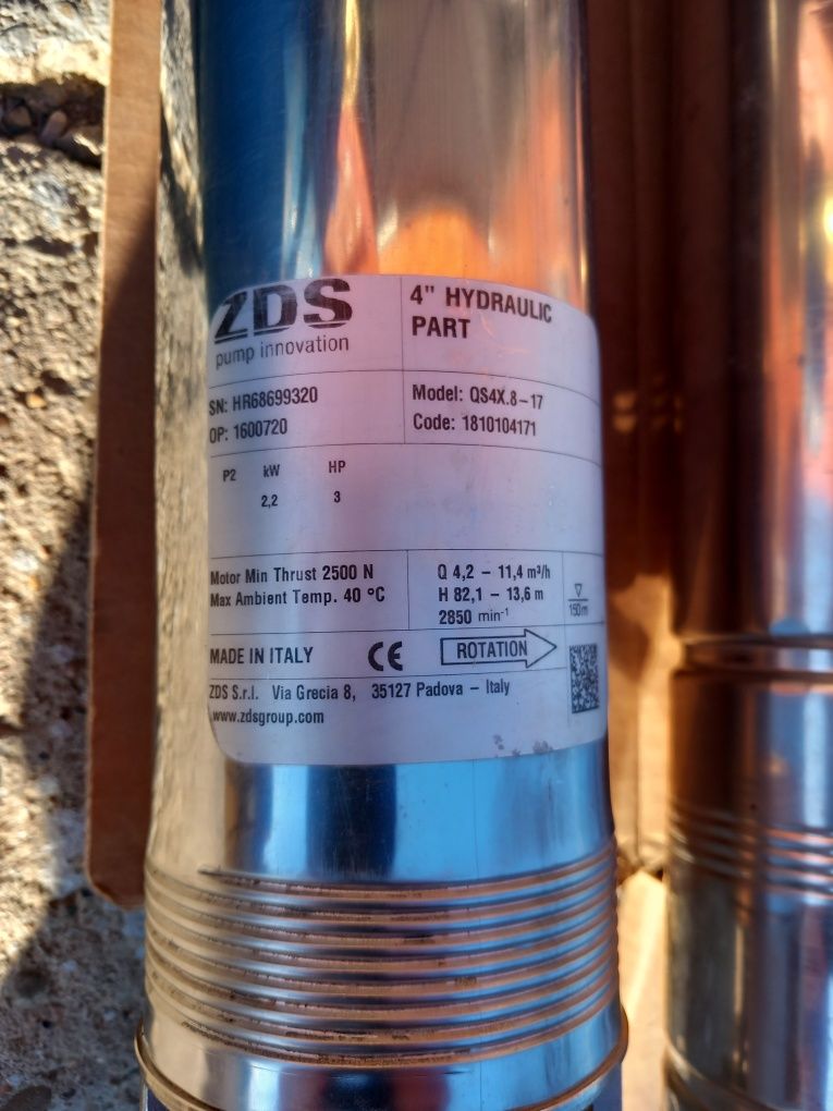 Pompă submersibila multietajată ZDS QS4X 8-17[Kit complet]