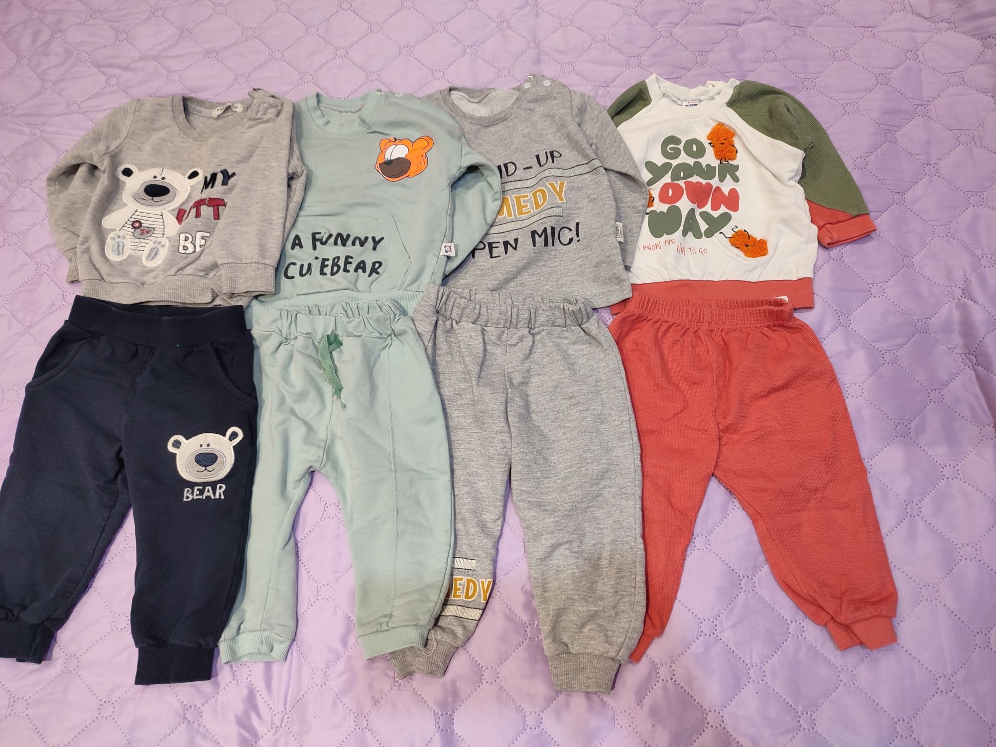 Лот бебешки комплекти за момче, размер 74-80, за 9-12 месеца.