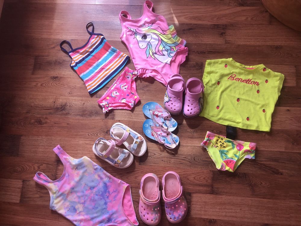 Детски бански комплекти+джапанки 1-6 г H&M/Benetton/ JohnLewis