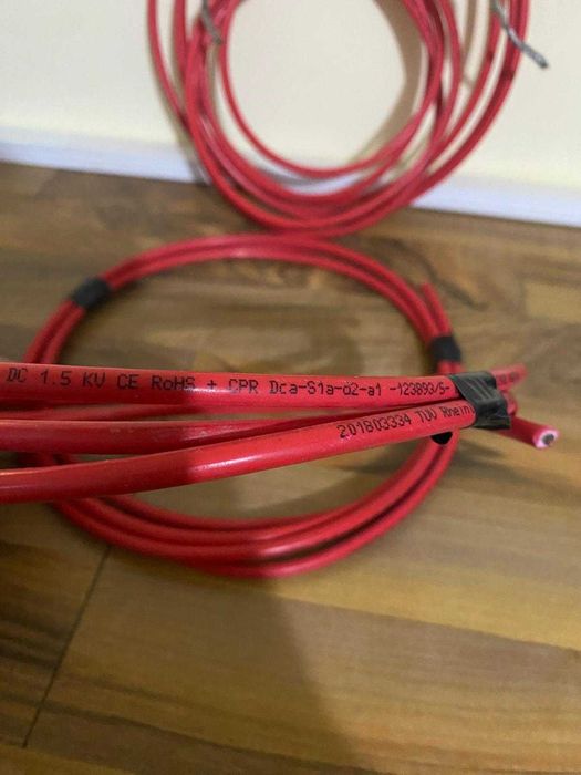 Соларни кабели (червен и черен) + удължителен кабел – използвани
