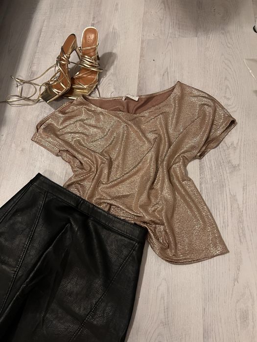 Top Promod / tricou elegant , S/36 , auriu