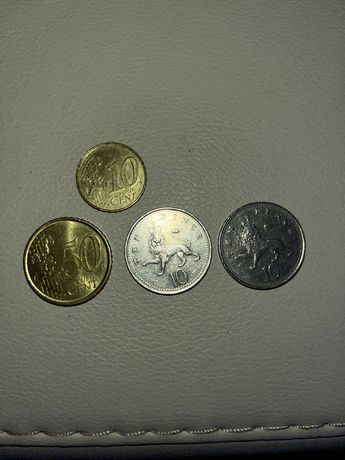 Set monede vechi 10 50 eurocenti 10 pence si regele mihai
