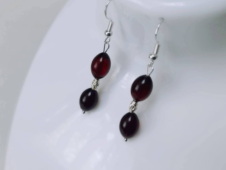 Vechi cercei din argint de 925 cu chihlimbar natural presat