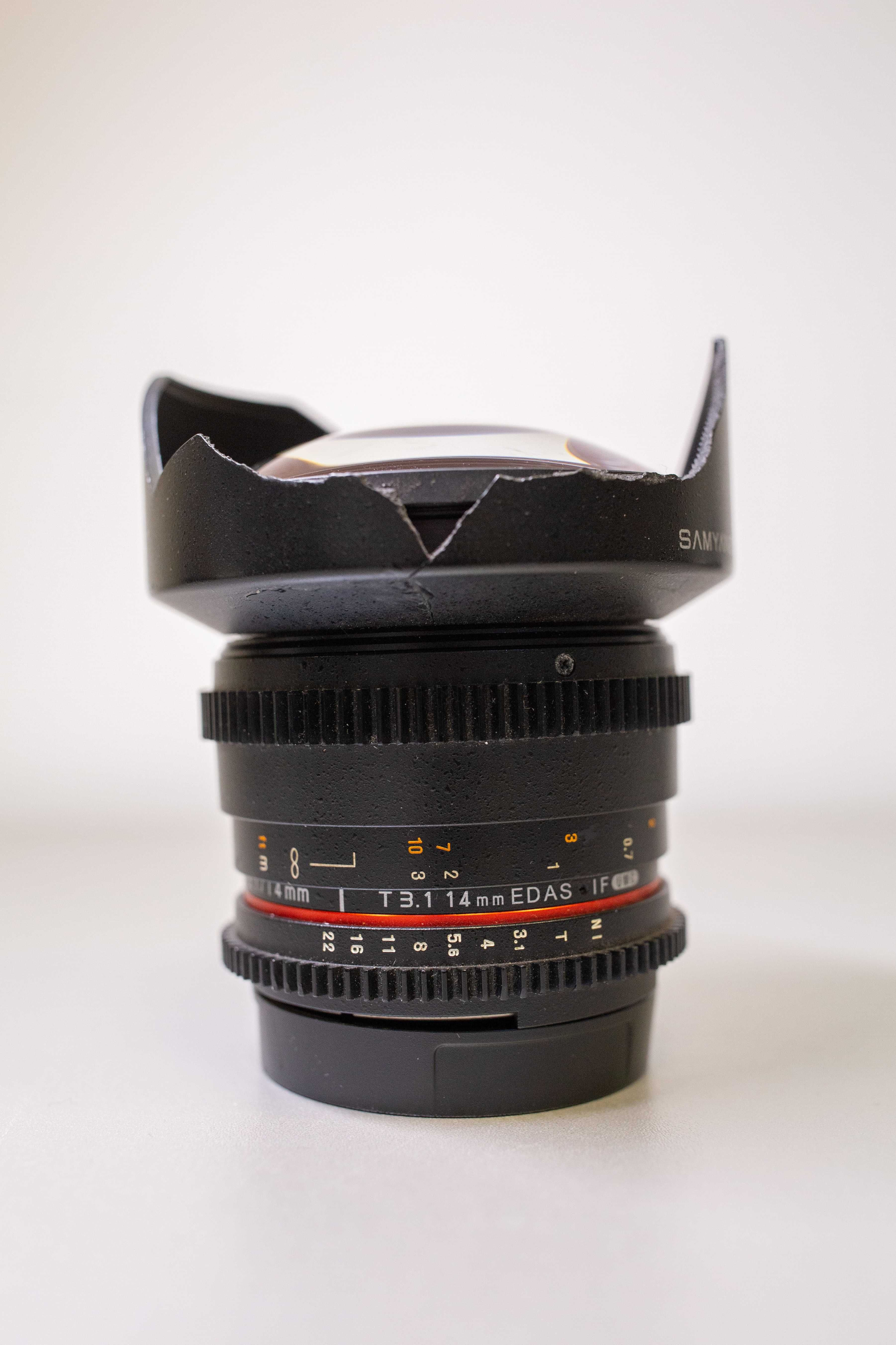 Samyang 14 mm T 3.1 montura Nikon +  Adaptor Nikon - Sony K&F