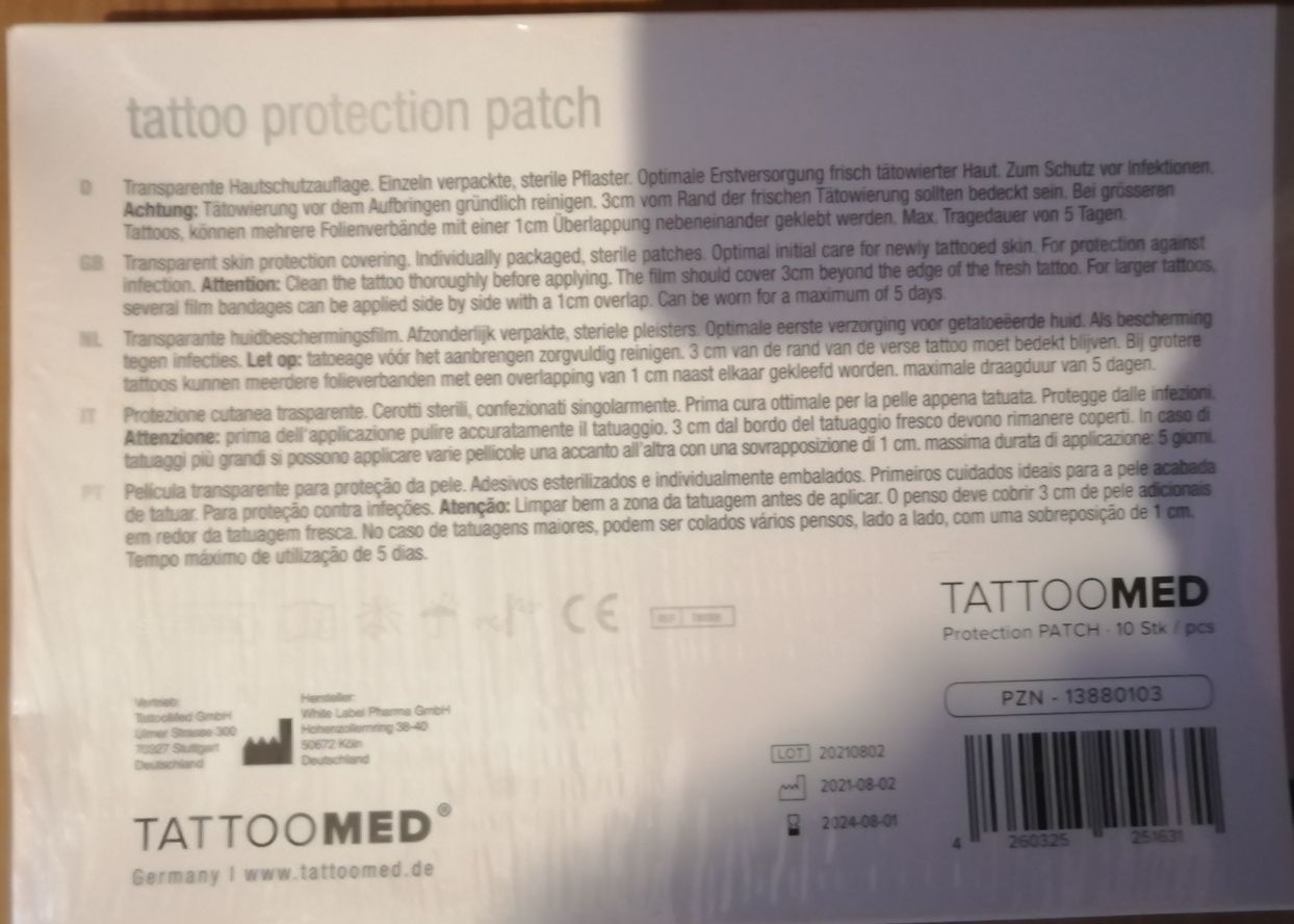 Tattoo med лепенки, мастило за татуировки