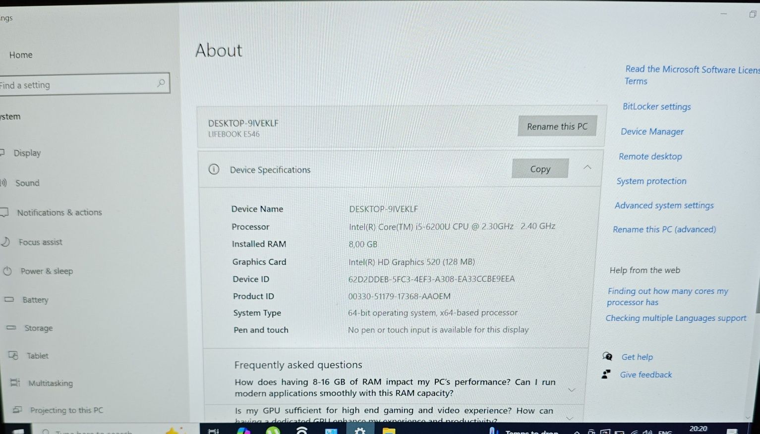 Лаптоп Fujitsu Lifebook E546