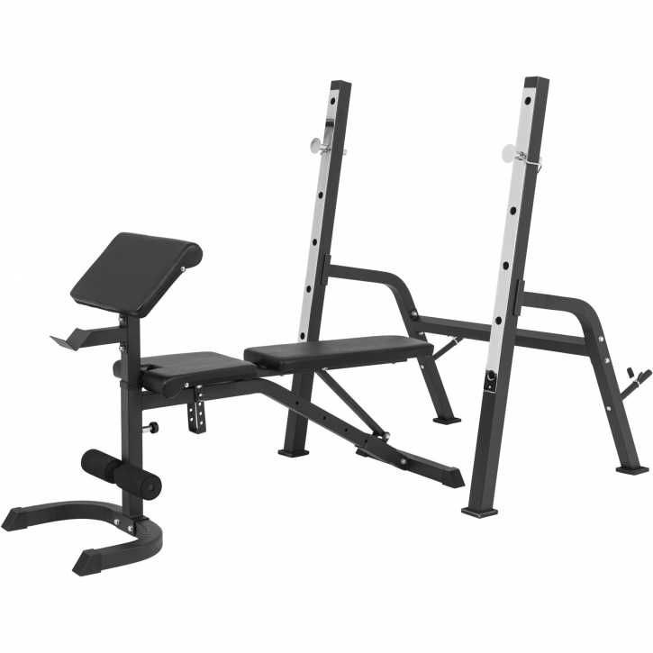 Set banca scott inclitat / declinat + greutati ciment 100kg