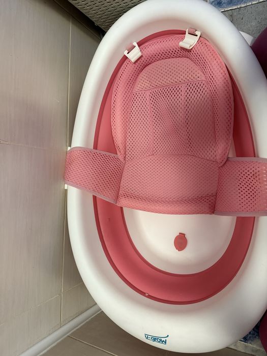 Cădiță pliabilă U-Grow UFB114-P cu reductor detașabil – Roz