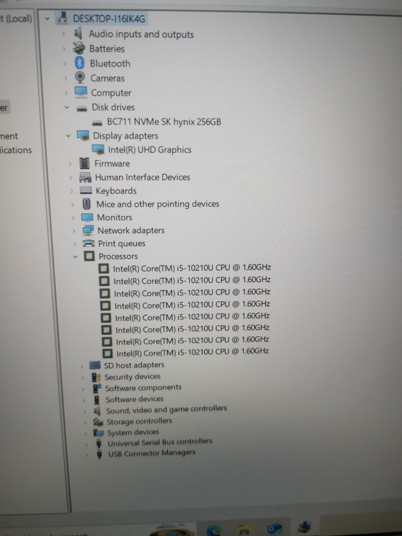 Laptop medion core I5 gen 10 ssd