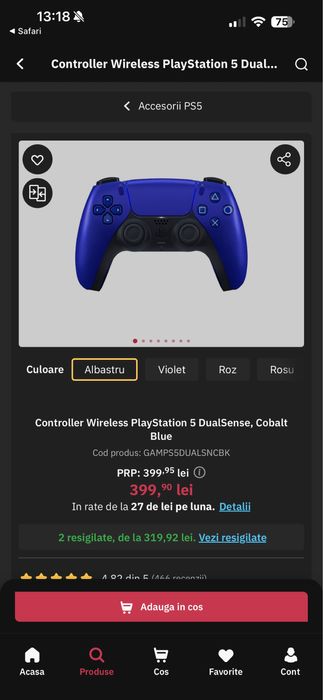 Controller Wireless PlayStation 5 DualSense, Cobalt Blue