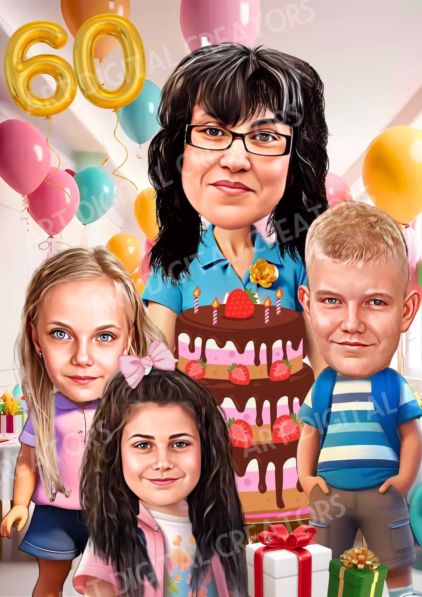 Изработка на карикатури по снимка , подарък дигитална карикатура