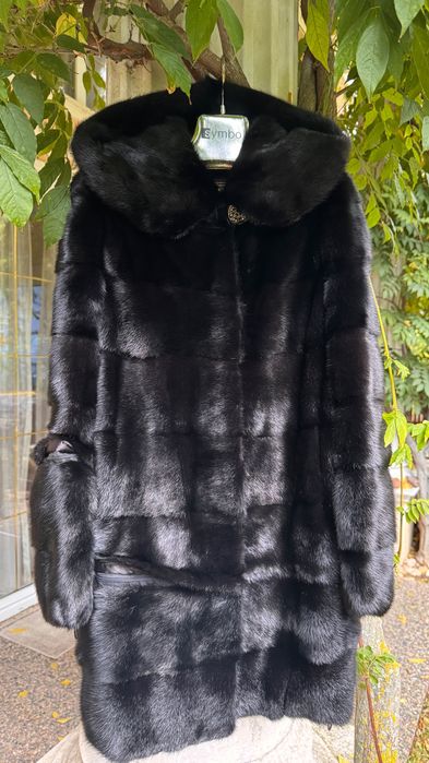 #93 Палто от норка.3 в 1.Italy.Визон.Естествена кожа с косъм.