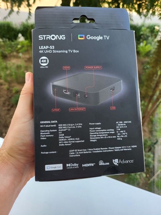 Player media, Strong, Leap-S3, Android TV, 4K, UHD, Negru