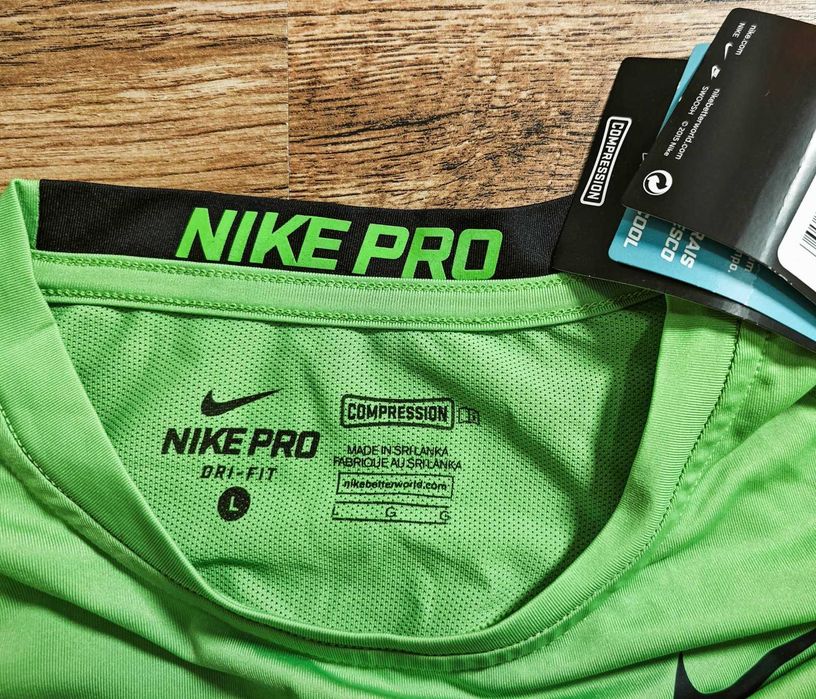 NIKE Pro Compression Оригинална мъжка зелена тениска размер L Нова