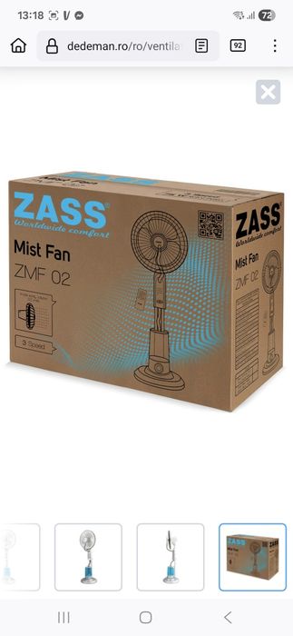 Ventilator cu umidificator Zass