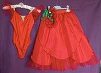 Червена рокля/сценичен костюм за танци/трико и пола/9-11 год.