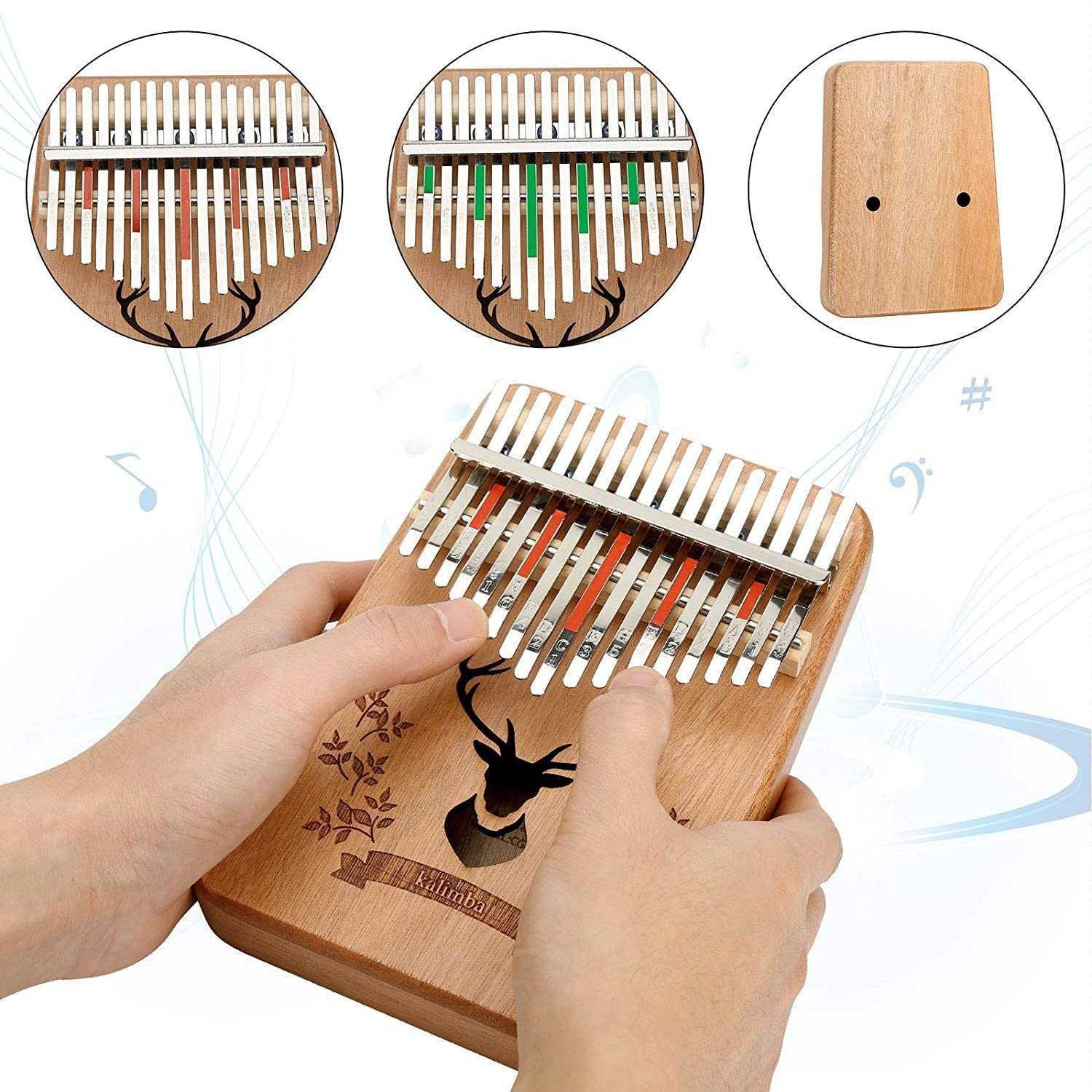 Instrument muzical din lemn cu incinta si 17 note, Kalimba, mini-pian