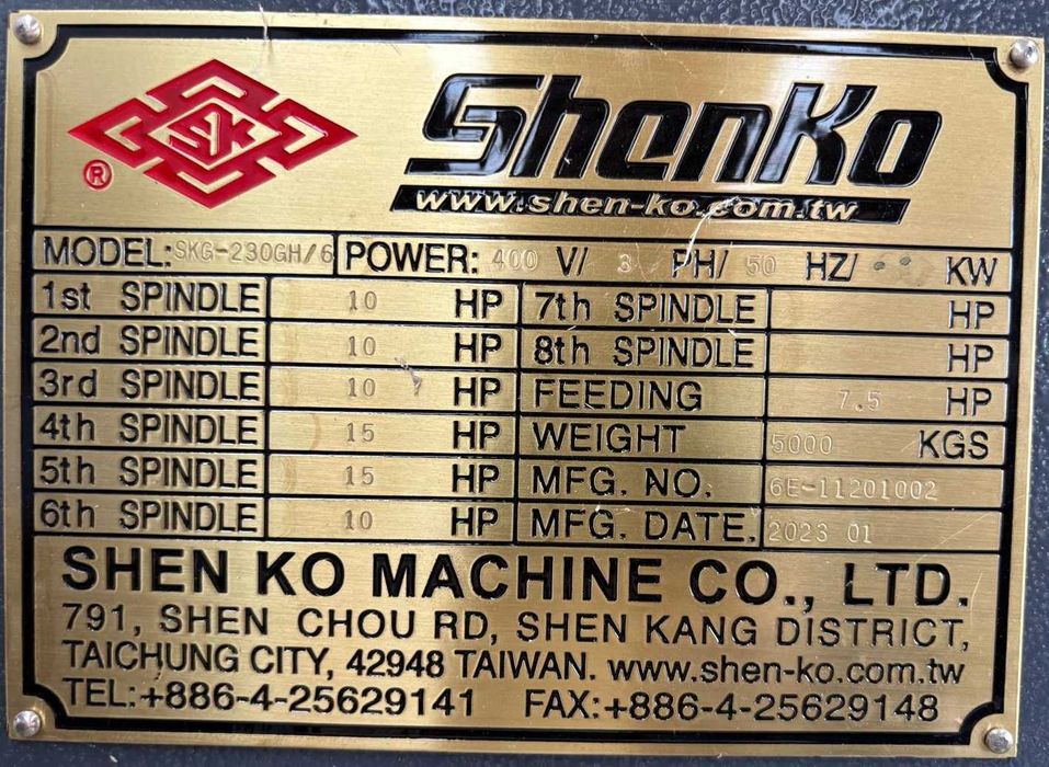 Masina de rindeluit pe 4 fete SHENKO, tip SKG-2306GH/6