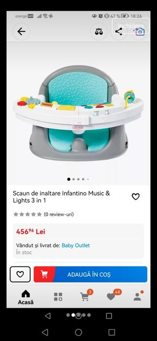 Scaun de înălțare copii Infantino Music și Lights 3in1