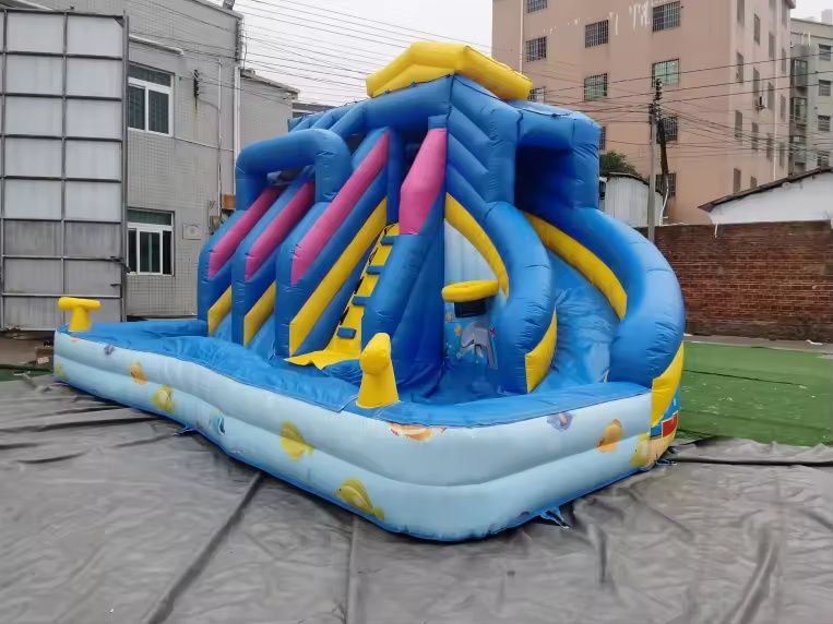 Надуваем замък водна пързалка с басейн за вода/топки