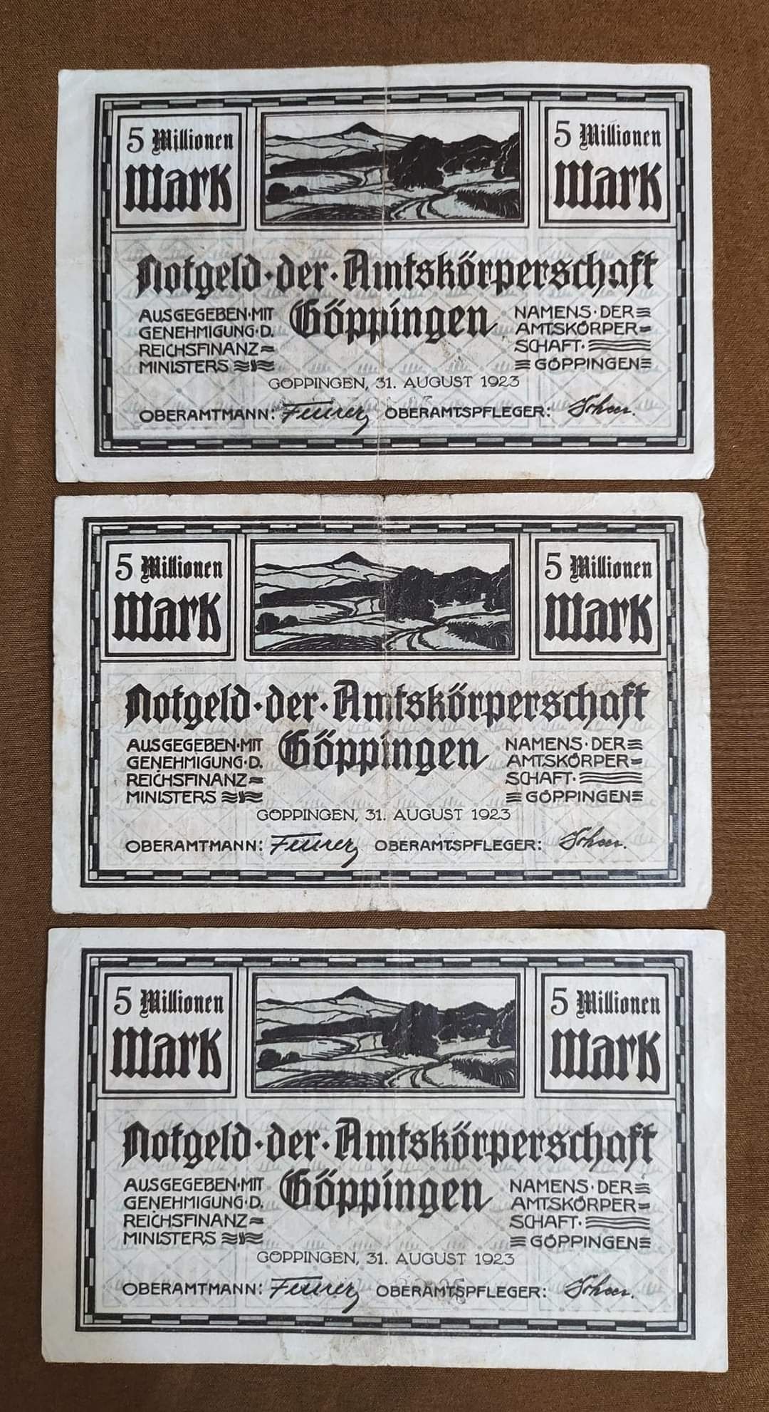 *Germania* 5 Milionen Mark 1923 Notgeld