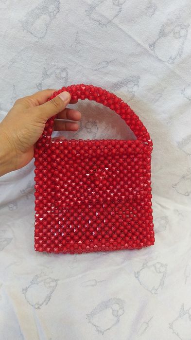 Клатч Ручная работа бусины красный