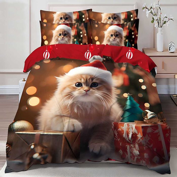 Двулицево коледно спално бельо (Реално изображение), 6 части