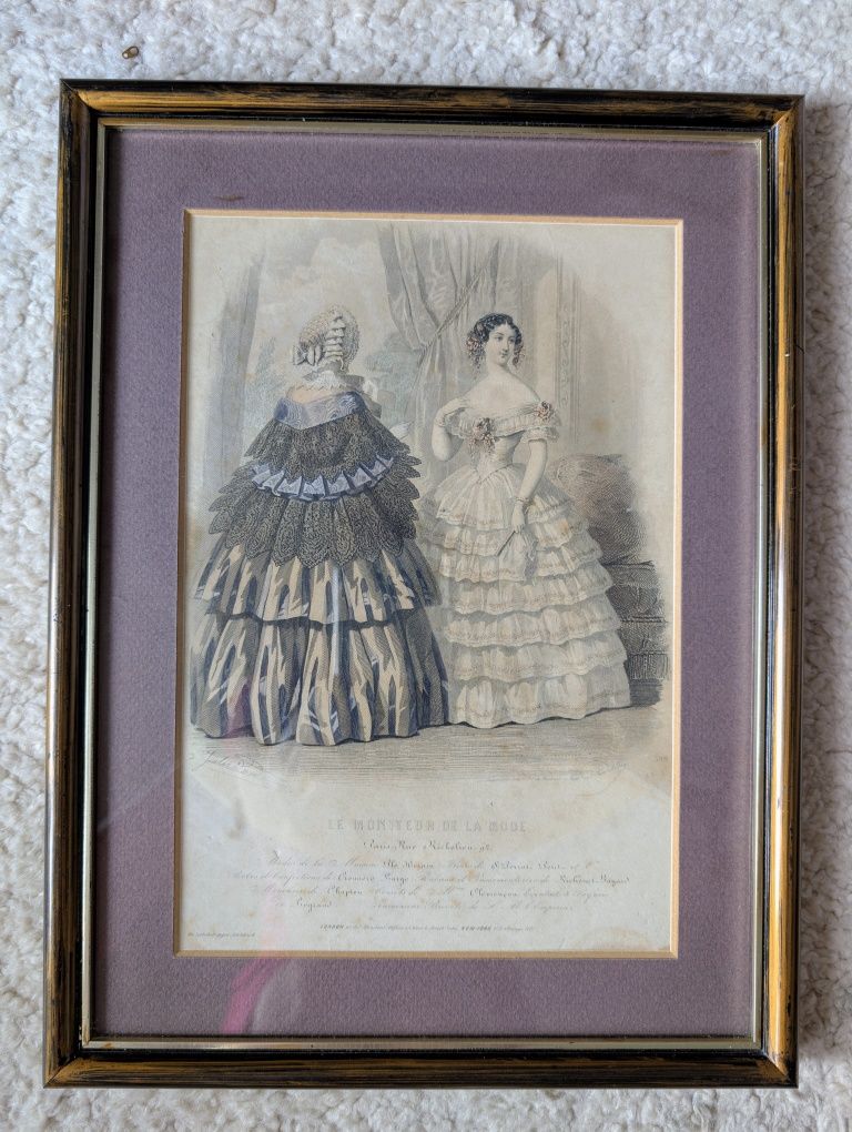 Set doua printuri de moda "Le Moniteur de la mode" anii 1850