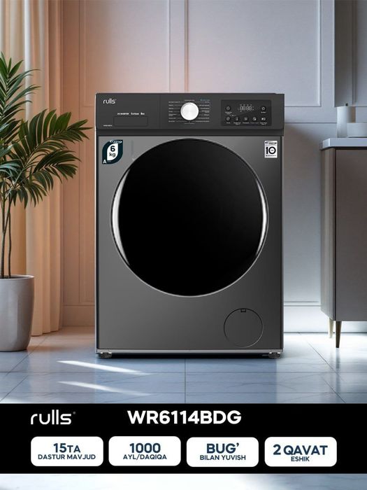 Kir yuvish mashinasi rulls 6 kg invertor