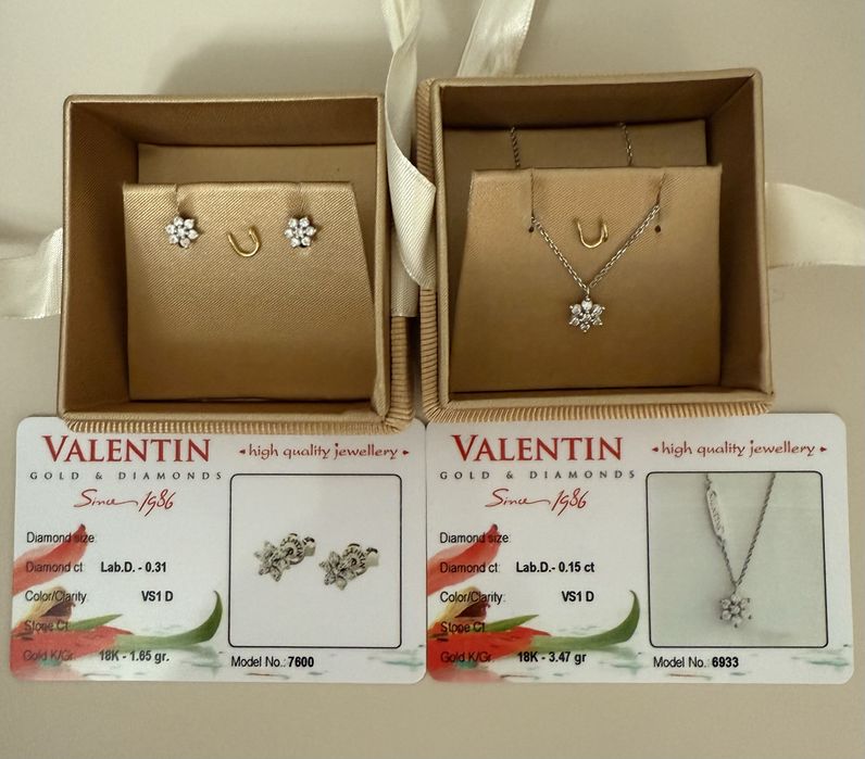 Колие с диаманти и бяло злато 18к