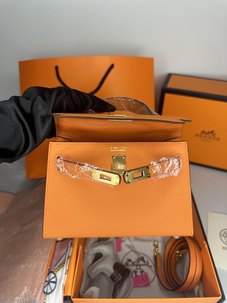 Geanta de lux HERMES Kelly mini 19 20 cm piele naturala 100% cadou