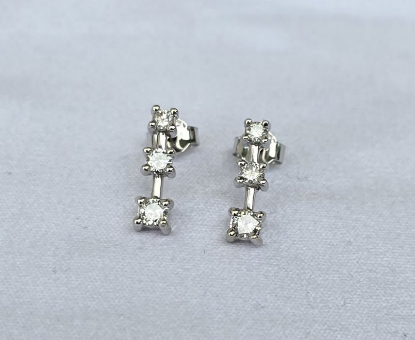 Cercei din aur alb 14k cu diamante naturale